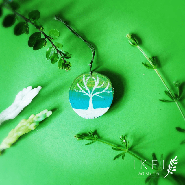 Tree charm Blue green