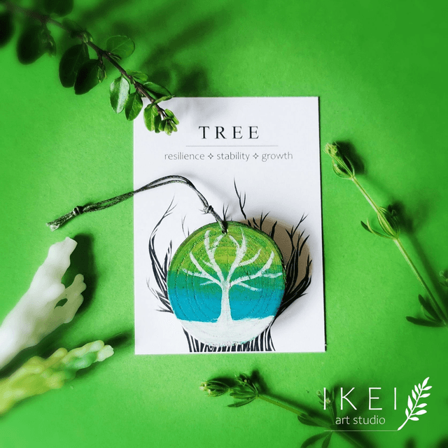 Tree charm Blue green